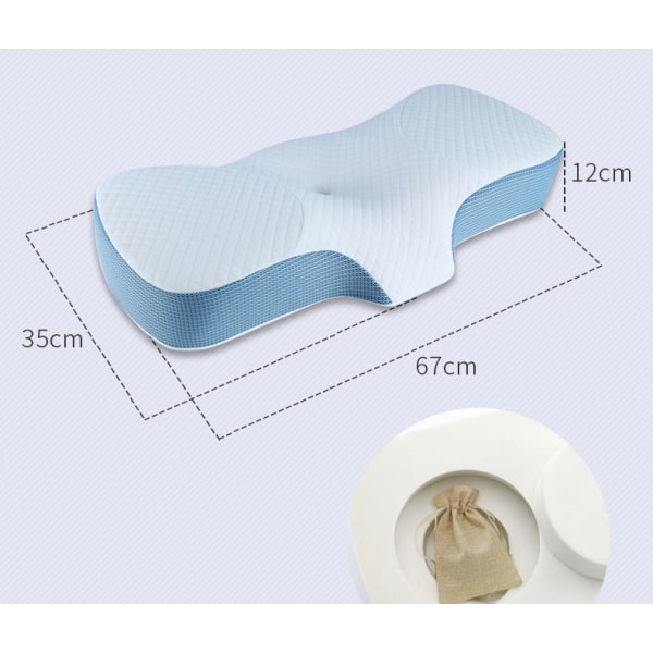 Memory Foam Cervical Pude, 2 i 1 Ergonomisk kontur ortopædisk pude til nakkesmerter, Side Back Mave Sleepers (White