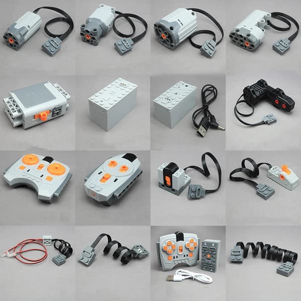 MOC Train Motor Pack Servo, Battery Box, IR Remote Control, LED Lights Power Functions Parts for Smart Technical Building Blocks XL Motor XL Motor