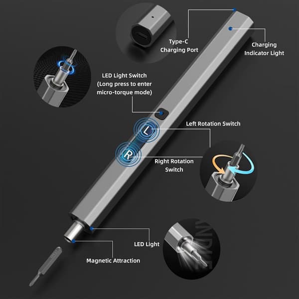 66-i-1 Mini Electric Screwdriver Set Rechargeable Electric Screwdriver with 2 Torque Settings and Retractable Magnetic Case Precision