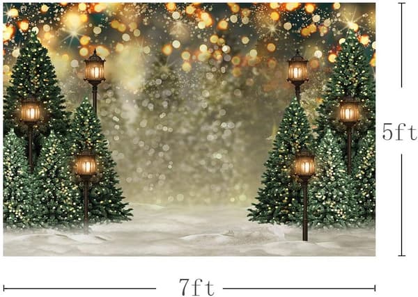 7x5ft Vinter Julgran Snöflinga Grön Nyfödd Fotografering B