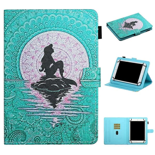 Colored Drawing Pattern Horizontal Flip Leather Case with Holder and Card Slots for 10 inch Universal Tablet Mermaid Mermaid
