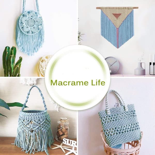 200m spetsgarn, 3mm bomullsgarn blått, bomullsgarnsspetsrep