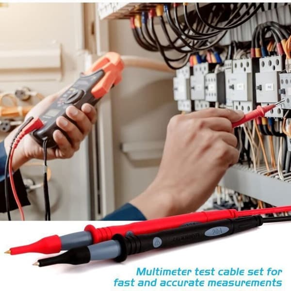 Multimeter Testkabelkit - PZCC - 22 Delar - Krokodilklämmor - Prober & Stift - 1,1m 18AWG Silikonkabel