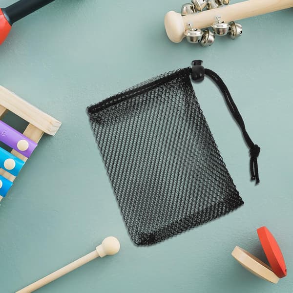 10 stk. sorte netposer med snøre 10x15 cm Multifunktionelle åndbare opbevaringsposer i polyester