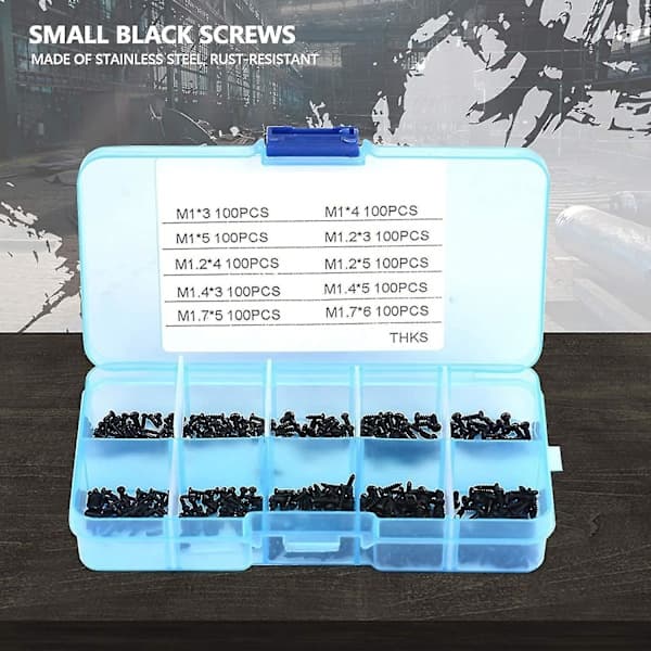 1000 Pieces Small Screws M1 M1.2 M1.4 M1.7 Phillips Countersunk Tapping Screws, Self-Tapping Screw Assortment Kit with Box