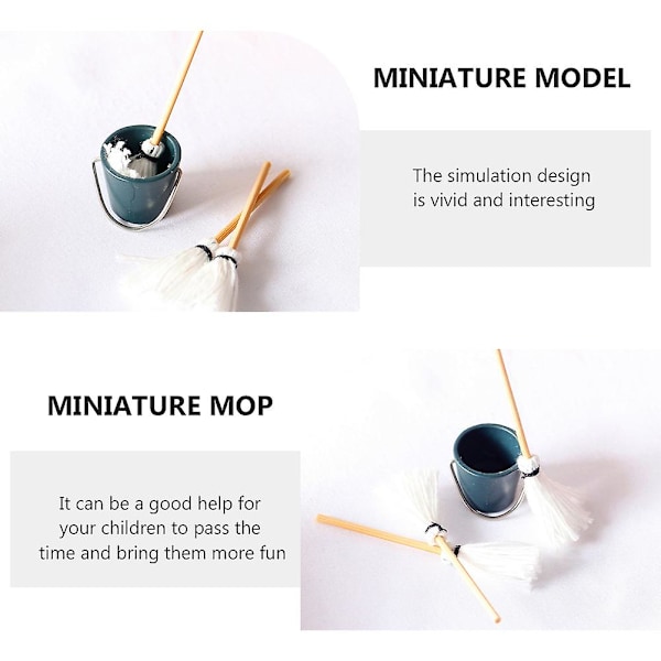 6 stk Mini Mopp Hengende Heks Kosteskaft Rekvisitt Miniatyr Rengjøring Møbler Rengjøringstilbehør Gulv Mo