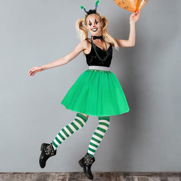 9 stk Halloween-kostume øjeæble pandebånd tutu nederdel strømper, grøn