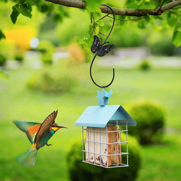 Attraktiv hängare för fågelmatare 12-tums, 3 st metall Hummingbird matarkrok, förlängningskrok med fjärilsdesign, för att hänga fågel