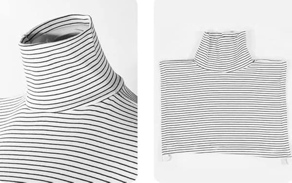 Knitted Mock Turtleneck - Mock Turtleneck - Mock Turtleneck - 1 piece - One size - Turtleneck - white stripes - Detachable knitted turtleneck