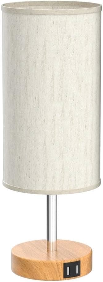 Bedside Lamp with USB Port - Bedroom Touch Control, Dimmable Wooden Bedside Lamp with Three Modes.
