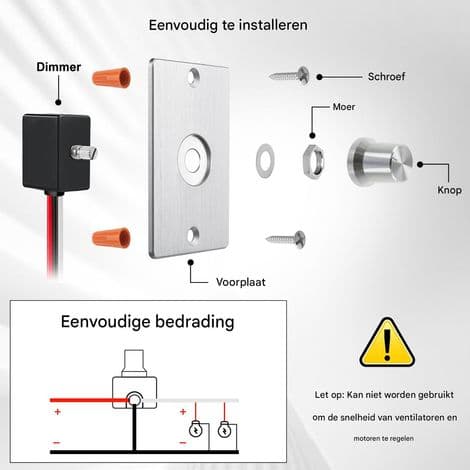 12V LED-dimmer - 5A 60W vridströmbrytare - 0-100% steglös dimning - För husbil, båt, husvagn - Vit