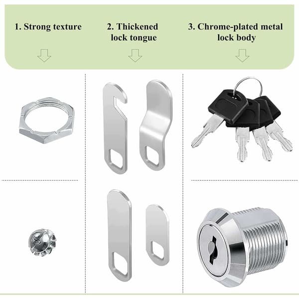 Mailbox Lock Cylinder Mailbox Metal Cabinet Lock with 4 Keys Lock 4 Different Lock Plates for Mailbox Drawers Cabinets 2-pack (16 mm)