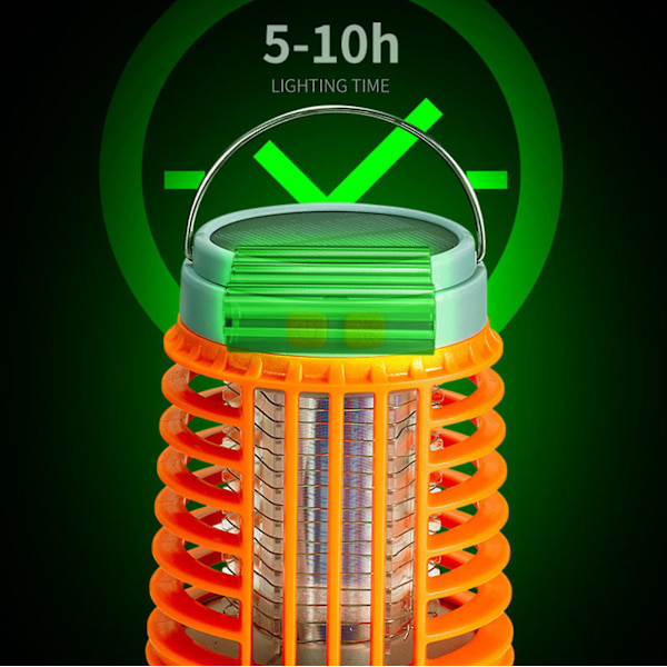 Solcelled Myggestik USB Lampe Vandafvisende Insekter Fly Lysfælde Lommelygte Orange