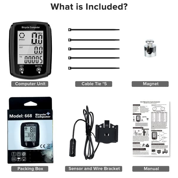 Multifunctional Bicycle Computer with Automatic Wake-up LCD for Distance and Speed Monitoring, Essential Cycling Accessory, Various Black