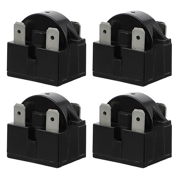 4 st Minikylskåpskompressorrelä Kylskåpsstartinsatser Kylskåpsreläbrytare Strömförsörjningsmaskininsats Svart 2,9X2,9X2,2CM Black 2.9X2.9X2.2CM