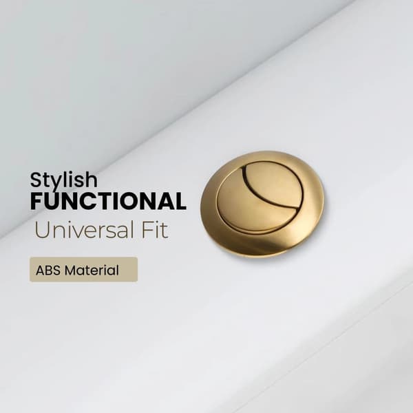 Brushed Brass Flush Button - 38mm Tank Hole, Adjustable Pins up to 125mm, ABS Button with Secure Back Nut for Toilets