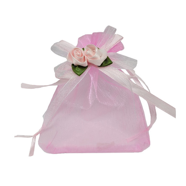 50 stk. Gennemsigtige Gaveposer til Bryllup 3,8x4,8'' Gaveposer Prøver Display Snøre Rose Pung (Pink)