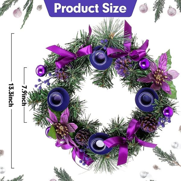 Joulun adventtikruunu pinnoilla adventtikauhoilla mäntypottisormus rengaspöytä joulupöydän pöydän keskiosan halkaisija halkaisija 36 cm violetti