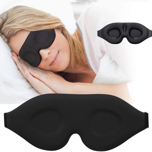（2stk）3D Contoured Cup Sovemaske og bind for øjnene, konkav støbt nattesøvnmaske, blokeringslys, blød komfort øjenskyggebetræk til rejseyoga-lur,