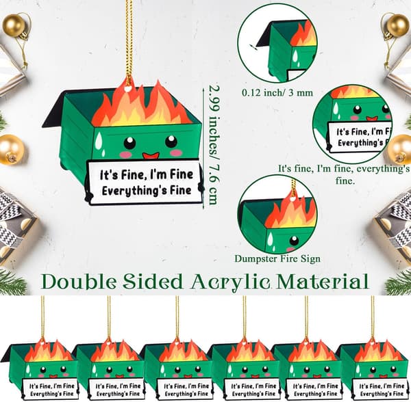 6 stk. Dumpster Fire hengende ornament for Green