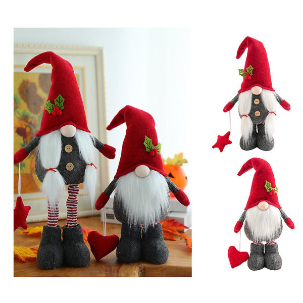 Udtrækkelig Julenisse med LED-lys Svensk Gnome Skandinavisk Tomte Elf Ornament Thanksgiving GiftHan