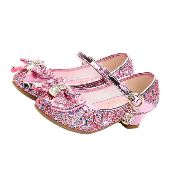 Barn Dansskor Kitten Heels Flick Skor Paljetter Ovandel Barn Dansskor Rosettskor (rosa Storlek