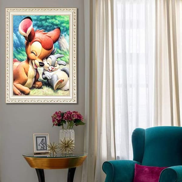30*40 CM Diamantmaleri 5D Gode venner Bambi og Kanin Di