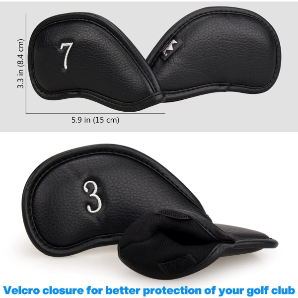 12st eller 1st tjockt syntetiskt läder Golf Iron Head Covers Set Headcover Passar alla märken etc. Även anpassat namn