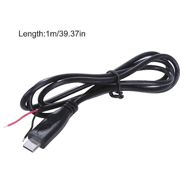 USB C Hane till 2-Pin Strömförlängningskabel Typ C Öppen Ände Pigtail Sladd 5V 3A [Db] 1m 1m Straight head
