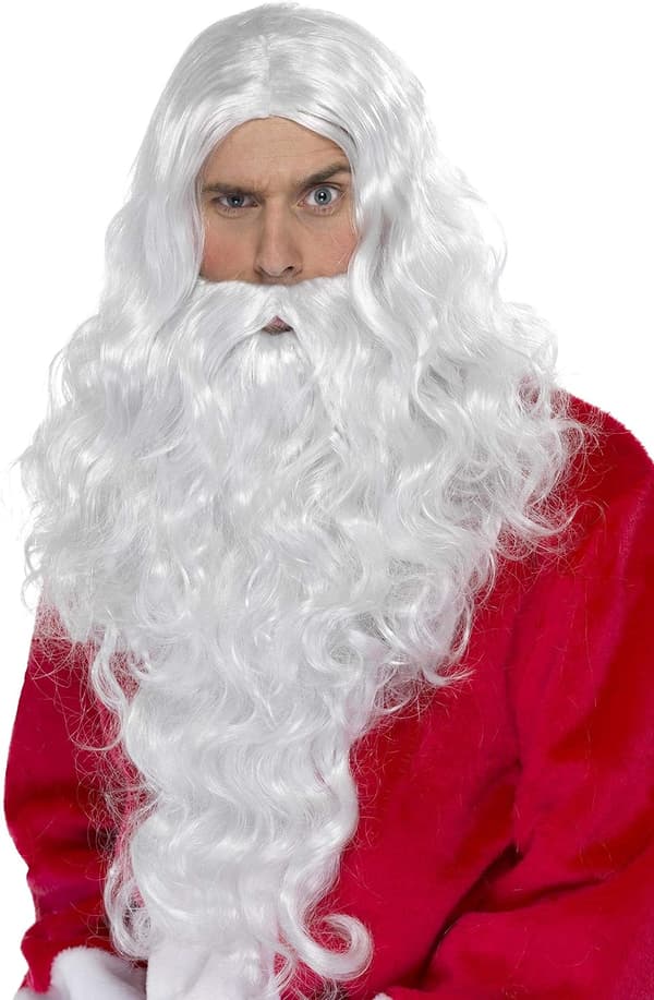 Smiffys Santa Accessory Kit, White, with Wig and Beard