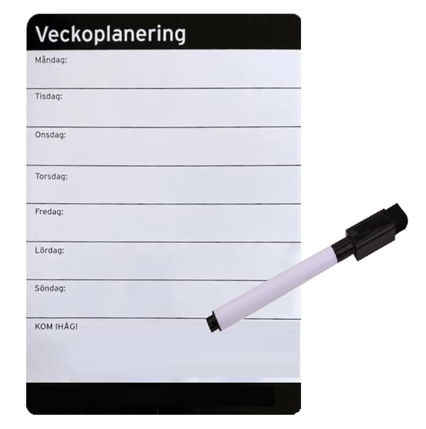 Magnetisk Whiteboard for Ukeplanlegging. Inkl. Whiteboardpenn med Viskelær 100 10X21CM
