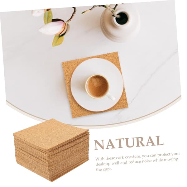 Cork Coaster Square Cork Mat 2mm Thick Self-Adhesive for Drink Holders