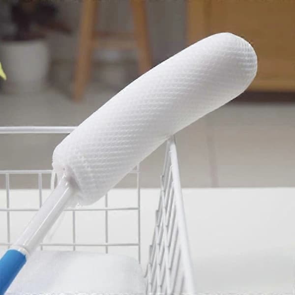 Curved Long Handle Mesh Bag Sponge Scrubber Back Shower Brush