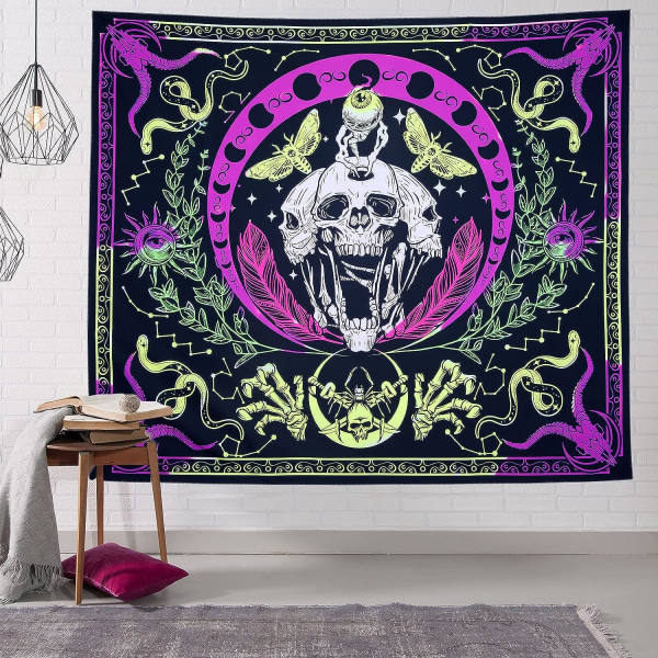 UV-reaktivt skjelettsveve, gløder i mørket festbakgrunn, svart lys trippy psykedelisk rom neon kule plakater for