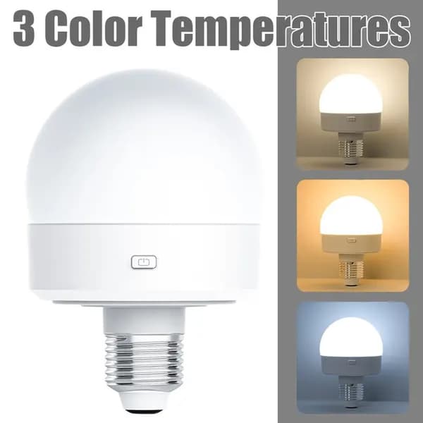 Rechargeable LED Lamp with Three Color Temperature Adjustment and Remote Control (Compatible with E27 Sockets)
