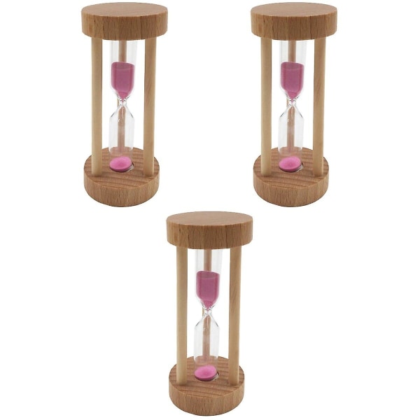 3 stk. 3 Min Træ Sandur Timer Sandur Pink Sand Timer Klokke Bord Skrivebords Dekoration3stk 3pcs