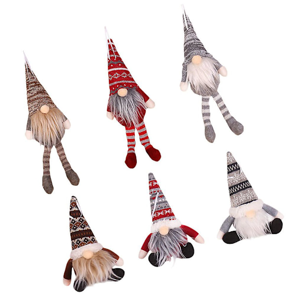 6 st 1 Set Bedårande Jul Tomte Dockor Nya Dekorationer (röd Grå Brun) Röd30x10x5cm
