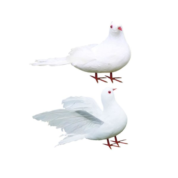 2 st Vit Dekor Fåglar Bordsdekoration Fjädrad Vit Duva Konstgjorda Fåglar Hantverk Konstgjord D White 20*13*6cm