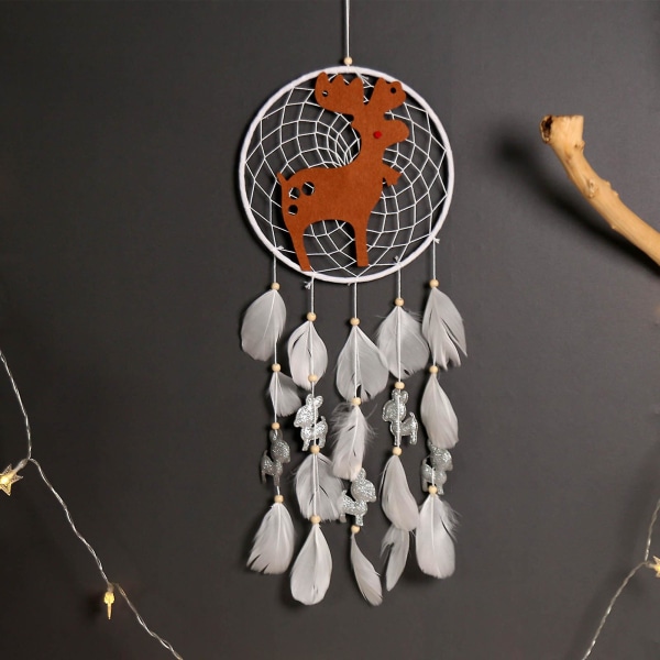 Julälg Drömfångare Boho Handgjord Fjäder Väggdekoration Drömfångare Ornament Bil Sovrum Heminredning
