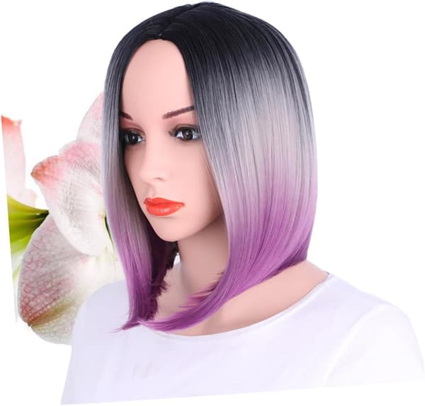 Gradient Peruukki Bob Peruukki Naisille Cosplay Pitsi Korkea Lämpötila Harmaa Gradientti
