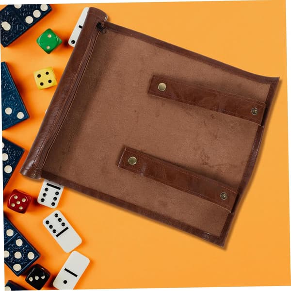 Dice Storage Bag Foldable PU Leather Dice Mat Portable Pouch for Tabletop Games