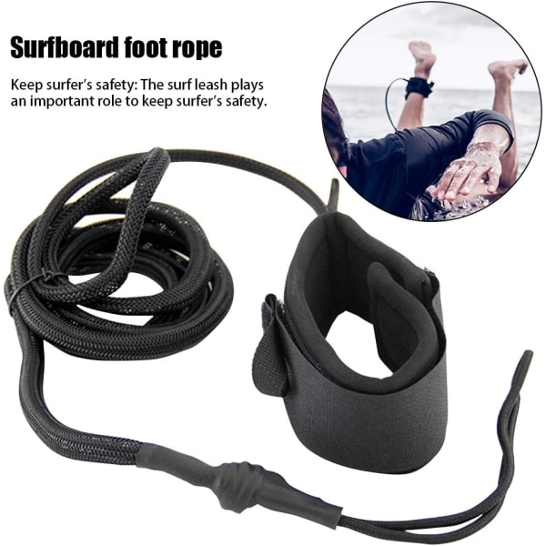 Surfbræt Leash, PVC Surfbræt Leash Fodtov Sikkerhedstov Ankelrem Beskyttelse til Shortboard, Longboard, Paddleboard