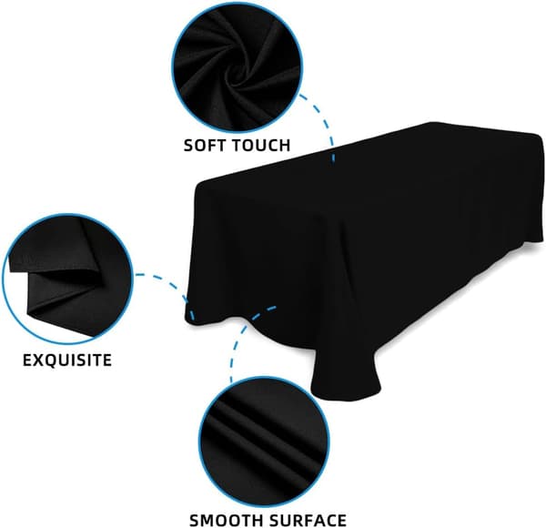 Black Tablecloth - 60X84 inch Rectangular Polyester Tablecloth, for 4 ft Table in Washable Stain and Wrinkle Free, Christmas Tablecloth 153*214cm 153*214cm