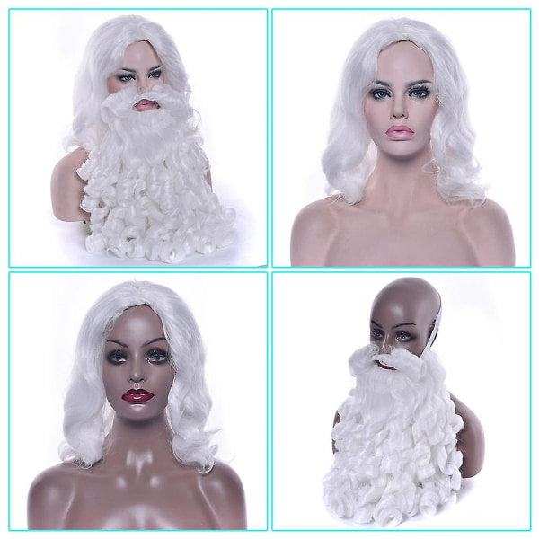 Julenisseparyk Fake Beard Dame Mænds Syntetisk H Cosplay Short WigBlack