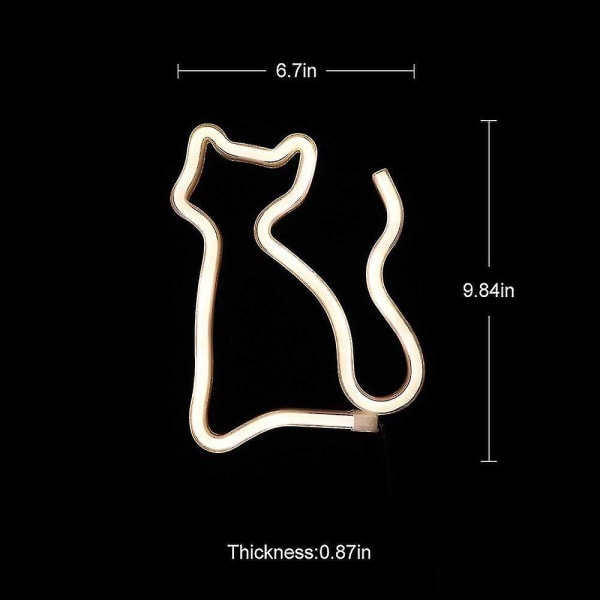 Neon Katt Lys Skilt Katt Neon Lys Vegglampe Romdekor Batteri Og USB Drevet Neon Lys Katt Neon Skilt Lamper Lys Opp For Barnerom Bar