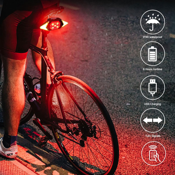 Bästa cykelblinkers Uppladdningsbar bakre cykel Vattentät 2022 Brightest Bike Indicators passar styren, sadelryggar, lasthållare
