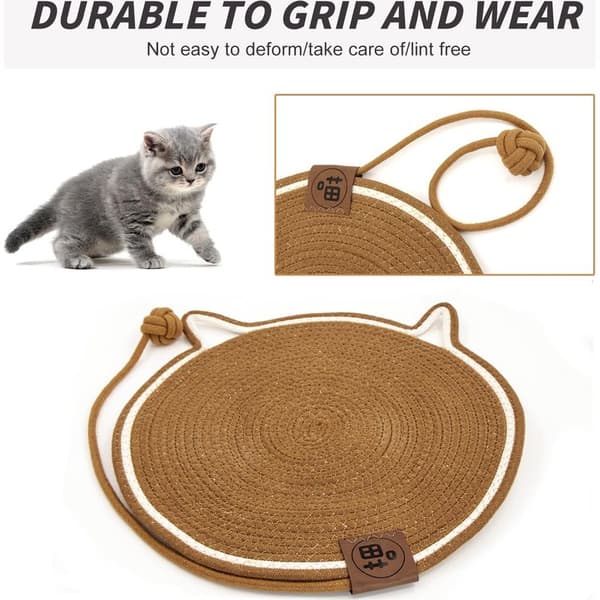 Katteskrapematte - Skrapestolpe med katteøreformede pigger, anti-ripeputer, tilbehør inkludert. Diameter: 43 cm.