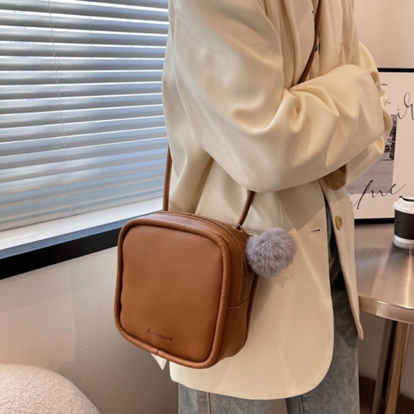 Avslappnad Mini Crossbody Väska för Kvinnor Präglad PU-Läder Liten Messenger Axelväska Vit