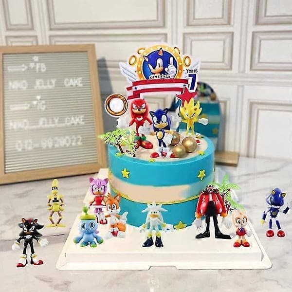 12 stk Sonic Actionfigurer for Barn & Voksne Tegneseriefigurer Leker Kakepynt Samleobjekter