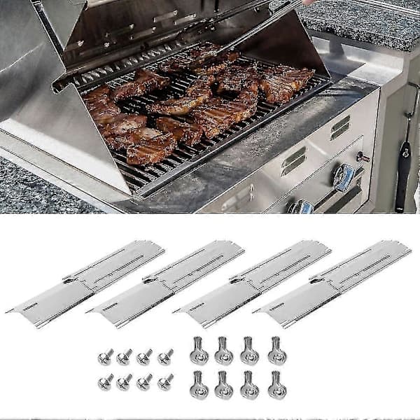 4 stk. justerbare grillvarmeplader i rustfrit stål til grilltilbehør